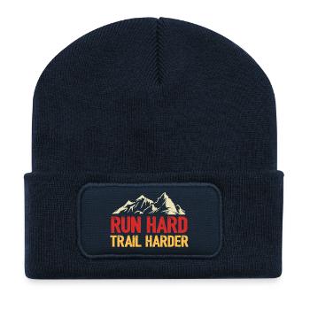 Run Hard. Trail Harder. - Recycled Patch Beanie - french navy - Front