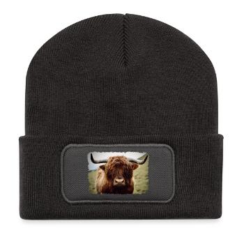 Highland cattle - Recycled Patch Beanie - dark grey - Front