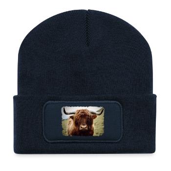 Bovins des Highlands - Beanie recyclé à patch - bleu marine - Devant