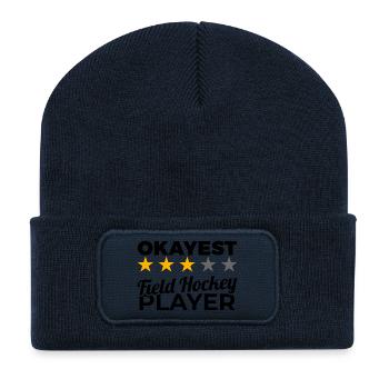 Drôle de joueur de hockey sur gazon - Beanie recyclé à patch - bleu marine - Devant