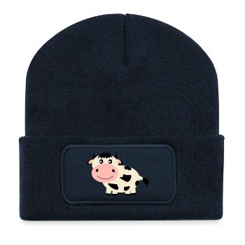 Kuh - Recycelte Patch Beanie - French Navy - Vorne