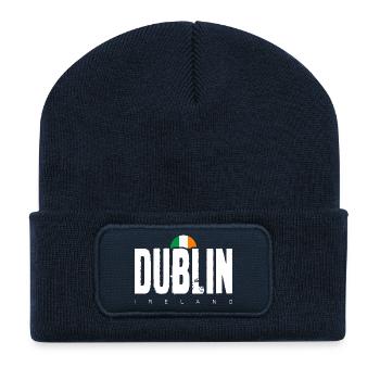 Dublin Bold Wortmarke Irische Flagge - Recycelte Patch Beanie - French Navy - Vorne