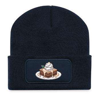 Brownie chaud - Beanie recyclé à patch - bleu marine - Devant