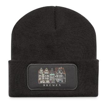 Bremen, Germany, drawing house facades - Recycled Patch Beanie - dark grey - Front