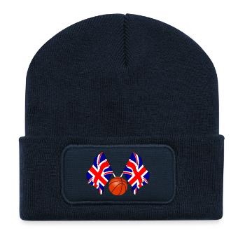 Two Great Britain flags crossed, Basketball - Recycled Patch Beanie - french navy - Front