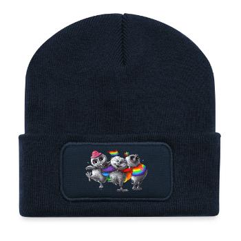 Lustige tanzende Pride Eulen - Recycelte Patch Beanie - French Navy - Vorne
