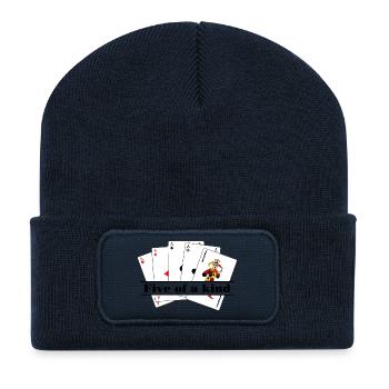 Bannière de texte cinq d’un genre - Beanie recyclé à patch - bleu marine - Devant