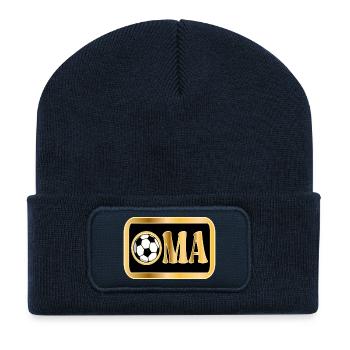 Schriftzug OMA - RENTNERIN FUßBALL - Recycelte Patch Beanie - French Navy - Vorne
