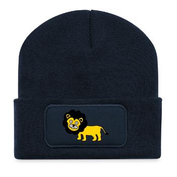 Le lion comme design pour enfants - Beanie recyclé à patch - bleu marine - Devant