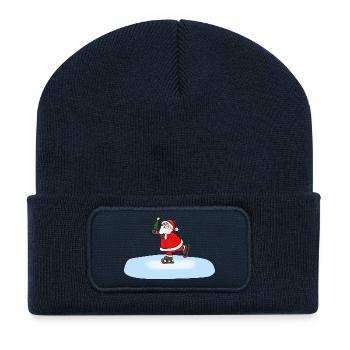 Santa Claus Skating - Recycled Patch Beanie - french navy - Front