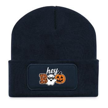 Hey Boo Halloween Leopard Ghost - Recycelte Patch Beanie - French Navy - Vorne
