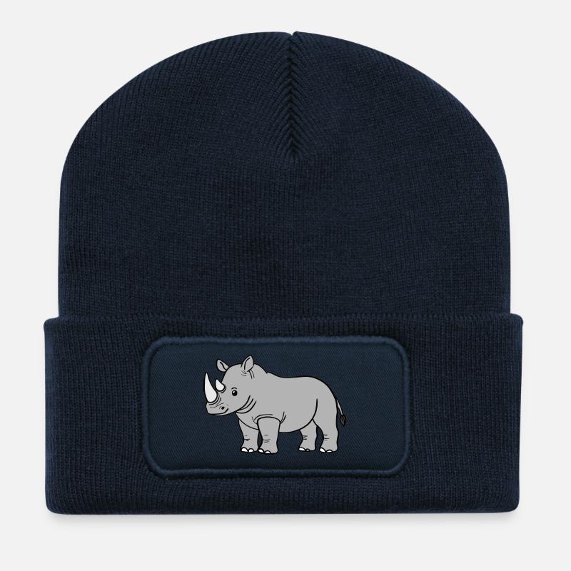Nashorn Nashörner - Recycelte Patch Beanie - French Navy