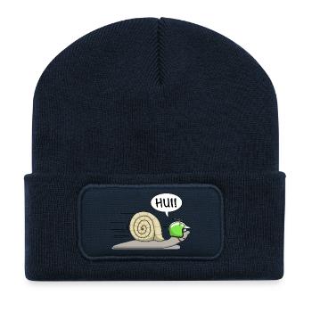 Racing snail - now also in green - Recycled Patch Beanie - french navy - Front