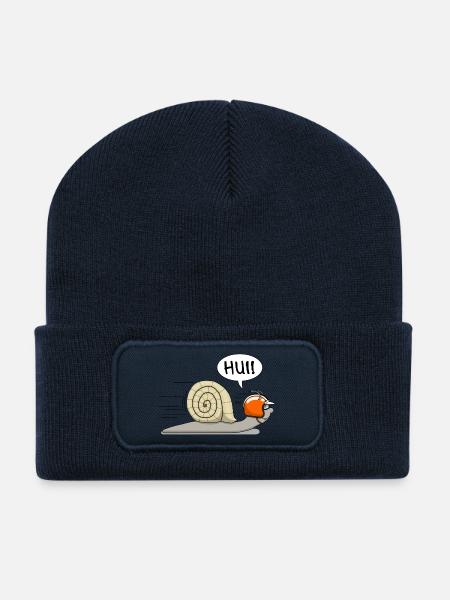 Rennschnecke - jetzt auch in orange - Recycelte Patch Beanie - French Navy