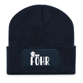 Mouton doux Föhr - Beanie recyclé à patch - bleu marine - Devant