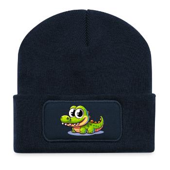 Alligator Crocodile - Beanie recyclé à patch - bleu marine - Devant