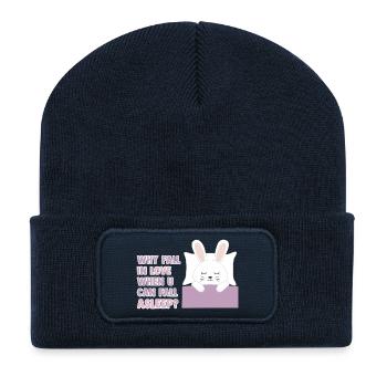 Why fall in love when you can fall asleep? - Recycelte Patch Beanie - French Navy - Vorne