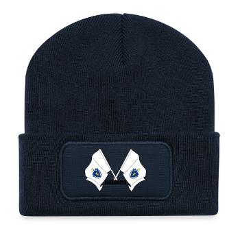 Zwei Flaggen mit dem Text MASSACHUSETTS - Recycelte Patch Beanie - French Navy - Vorne