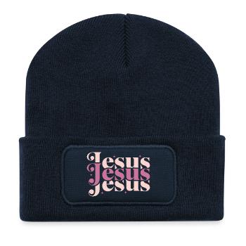 Jésus - Beanie recyclé à patch - bleu marine - Devant
