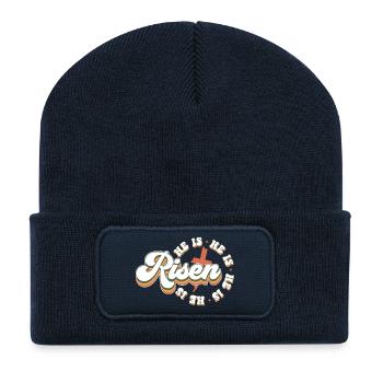 Il est ressuscité - Beanie recyclé à patch - bleu marine - Devant