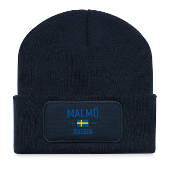 Malmö - Schweden - Sverige - Flagge - Koordinaten - Recycelte Patch Beanie - French Navy - Vorne