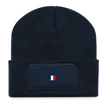 Lille - France - Frankreich - Flagge - Koordinaten - Recycelte Patch Beanie - French Navy - Vorne