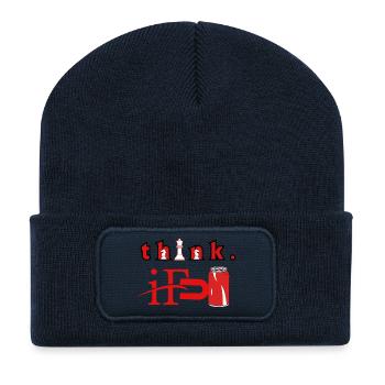 Think Chess Red Can Graphic - Recycled Patch Beanie - french navy - Front