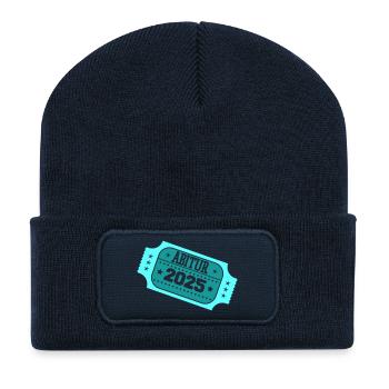 Timbre Abitur 2025 - Beanie recyclé à patch - bleu marine - Devant