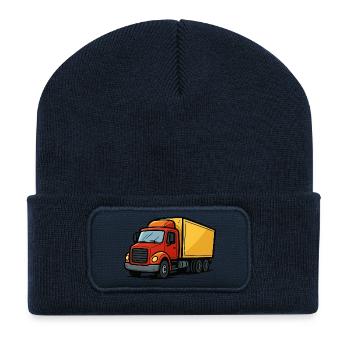 Bande dessinée de camion - Beanie recyclé à patch - bleu marine - Devant