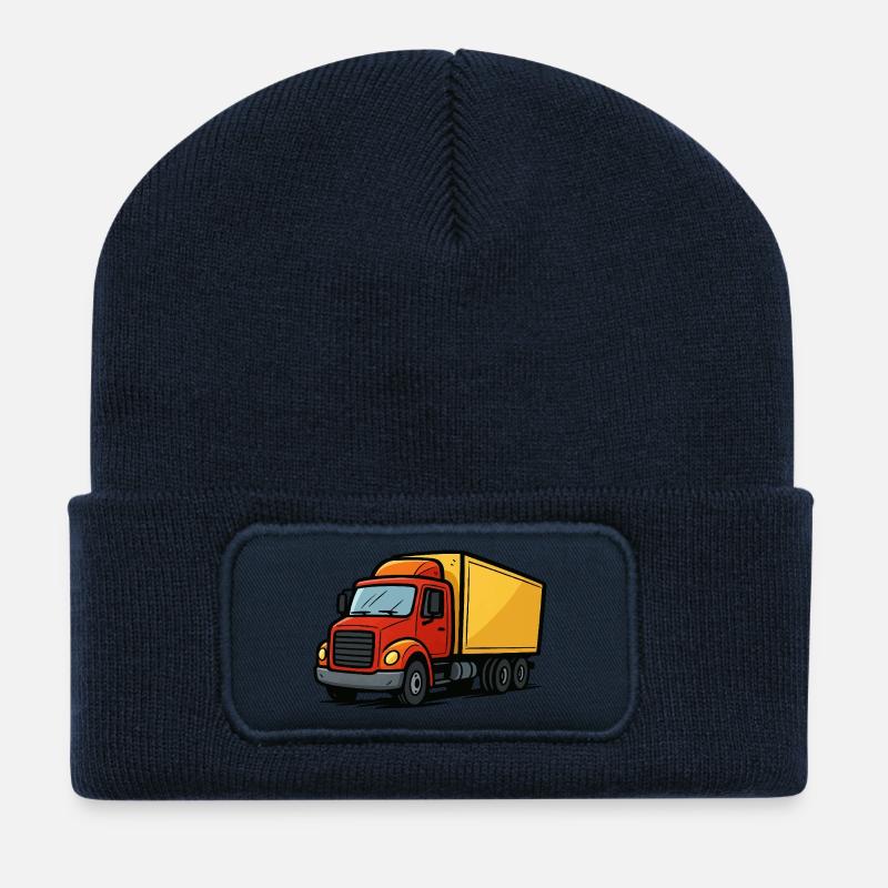 Bande dessinée de camion - Beanie recyclé à patch - bleu marine