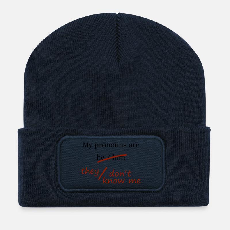 They / Don't know me (black) - Recycled Patch Beanie - french navy