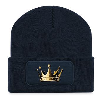 Couronne - Motifs royaux sympas - Beanie recyclé à patch - bleu marine - Devant