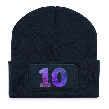 Numéro 10 galaxie - Beanie recyclé à patch - bleu marine - Devant