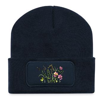 Blumen - Recycelte Patch Beanie - French Navy - Vorne