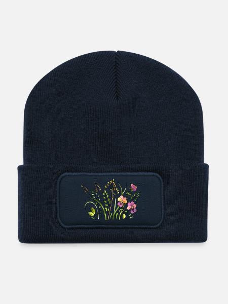Blumen - Recycelte Patch Beanie - French Navy