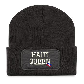 Haiti queen with funny flag - Recycelte Patch Beanie - Dunkelgrau - Vorne