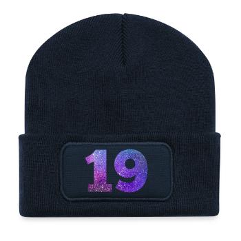 Numéro 19 galaxie - Beanie recyclé à patch - bleu marine - Devant