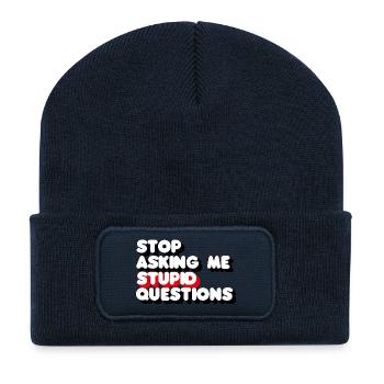 Arrêtez de me poser des questions stupides 3D - Beanie recyclé à patch - bleu marine - Devant