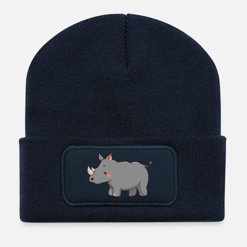 Rhinocéros - Beanie recyclé à patch - bleu marine