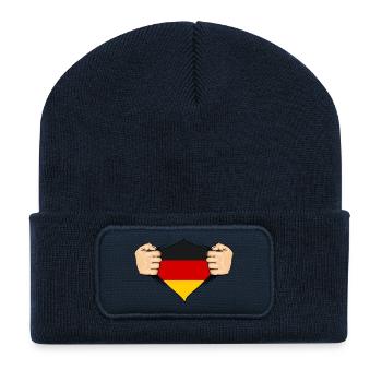 Conception du drapeau de l’Allemagne - Beanie recyclé à patch - bleu marine - Devant