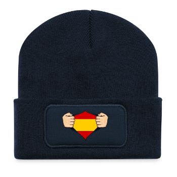 Spanien Flagge Design - Recycelte Patch Beanie - French Navy - Vorne