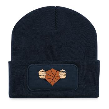 Basketball Design utilisé - Beanie recyclé à patch - bleu marine - Devant