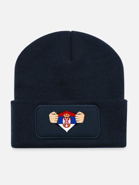 Conception du drapeau de la Serbie - Beanie recyclé à patch - bleu marine