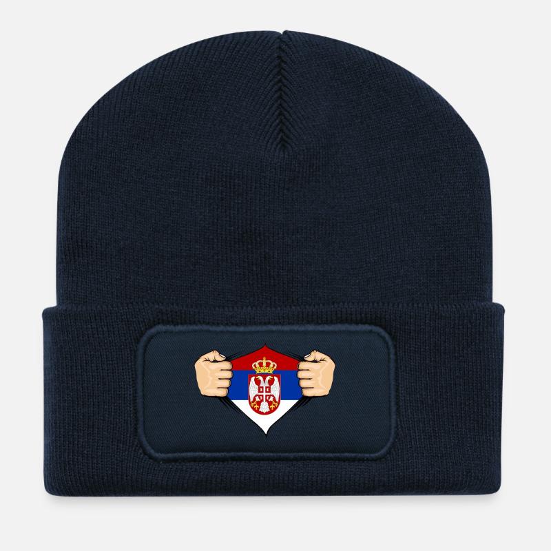 Conception du drapeau de la Serbie - Beanie recyclé à patch - bleu marine