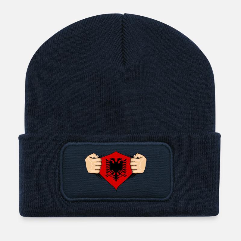 Albanien Flagge Design - Recycelte Patch Beanie - French Navy