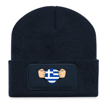 Conception du drapeau de la Grèce - Beanie recyclé à patch - bleu marine - Devant