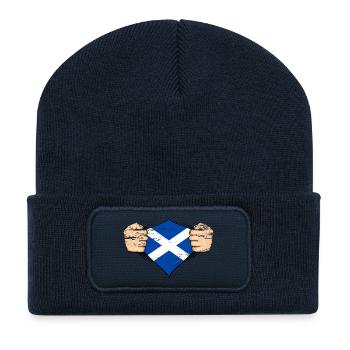 Drapeau de l’Écosse utilisé - Beanie recyclé à patch - bleu marine - Devant