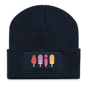 Lifes better with cream - Recycelte Patch Beanie - French Navy - Vorne