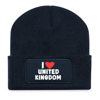 Ich liebe das königliche Königreich - Recycelte Patch Beanie - French Navy - Vorne