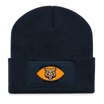 Conception dynamique de l’emblème du tigre - Beanie recyclé à patch - bleu marine - Devant